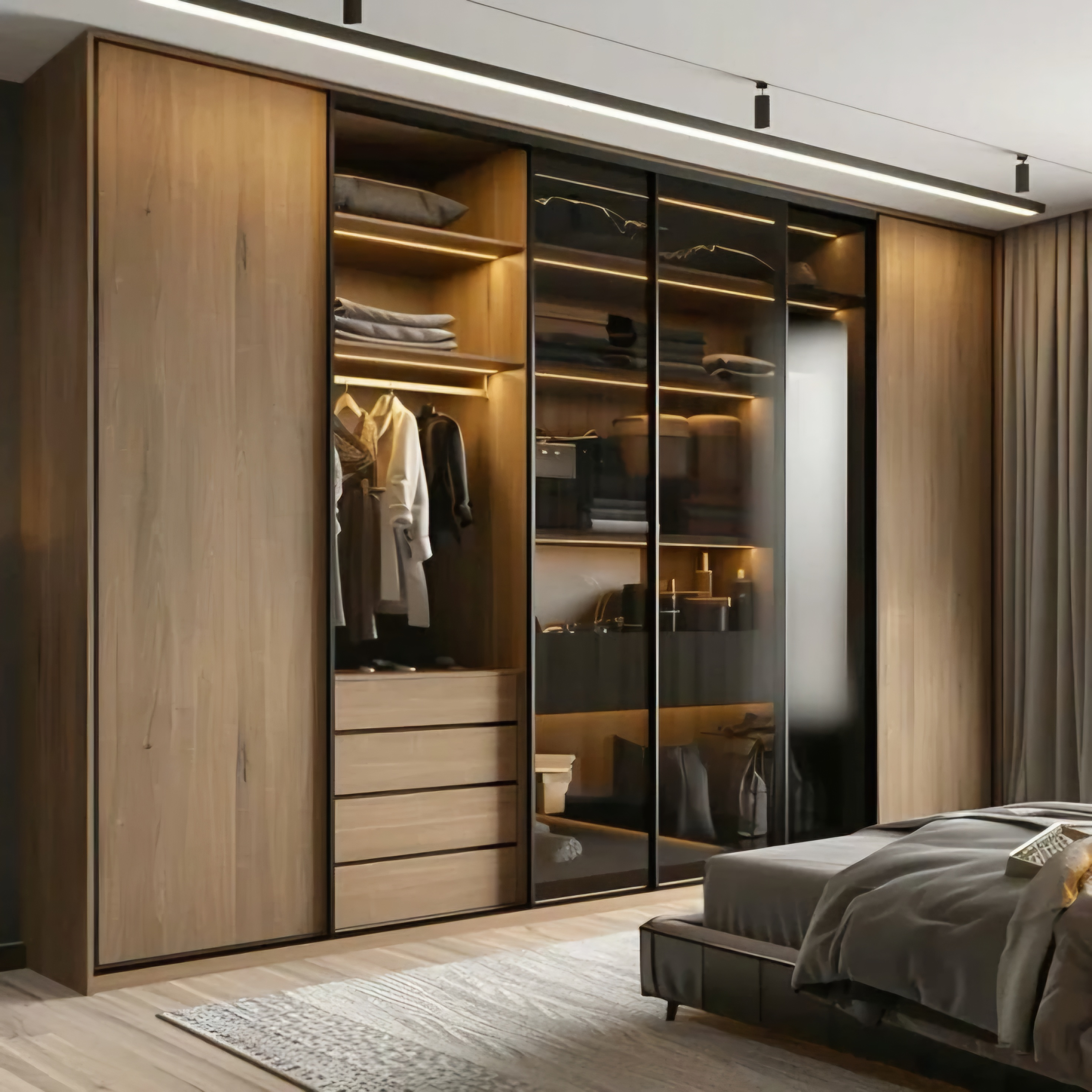 Built-in wardrobe project - mirrored doors